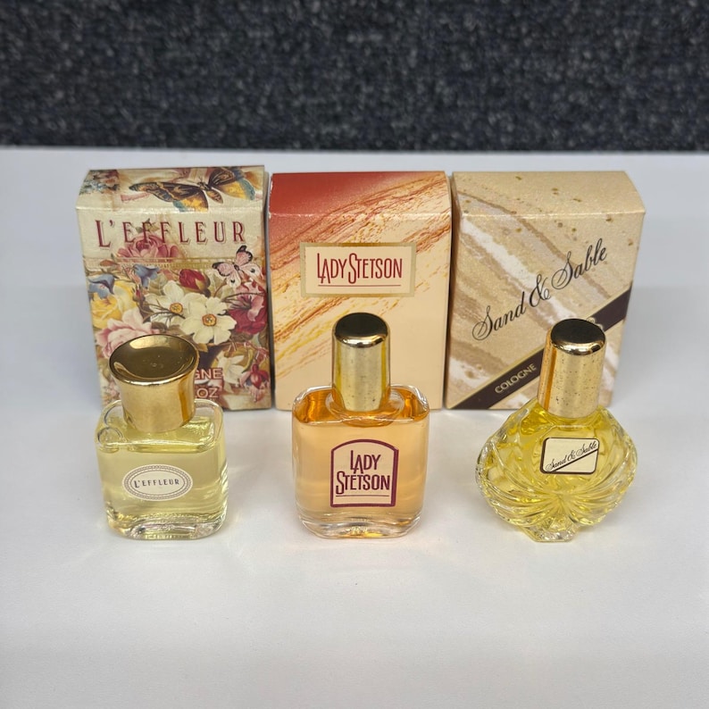 Vtg Coty Mini Colonia Set L'Effleur Lady Stetson Sand & Sable 3pc .25oz en caja imagen 1