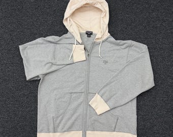 VTG Polo Jeans Co Ralph Lauren hoodie heren L grijs crème katoen met volledige ritssluiting jaren 90 Y2K