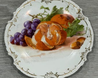 Z.S. & Co Bavaria Marseille Porzellan Teller Obst Orangen Trauben Goldverzierung 15 cm