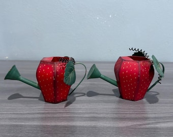 Vintage Strawberry Mini Watering Cans 1997 Tender Heart Treasures Metal Set of 2