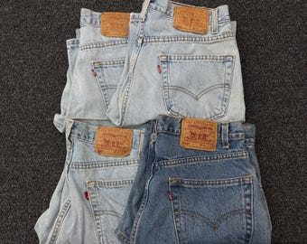 Lot of 4 Vintage Levi's 505 Regular Fit Straight Leg Jeans Mens 34x30 Stained