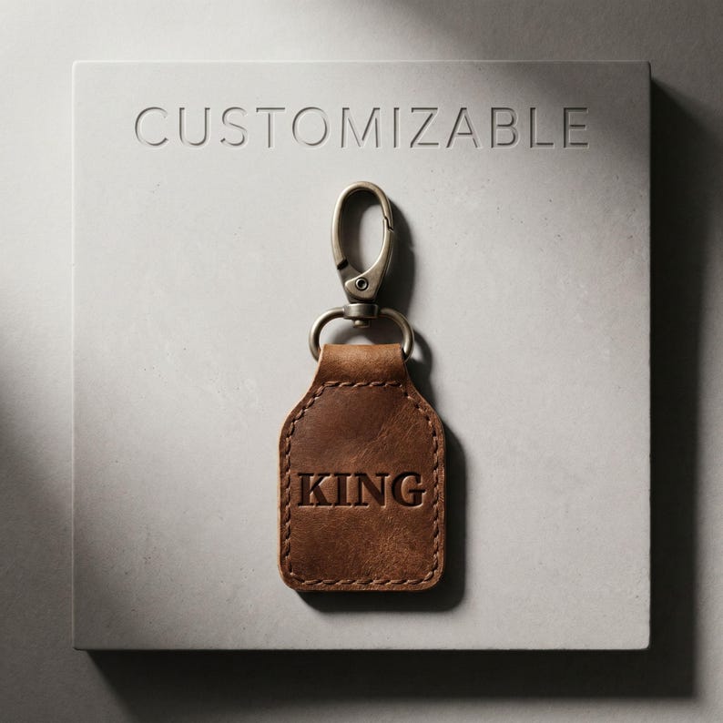 Personalized Lion Leather Keychain, Custom Initials Backside Stamp ...