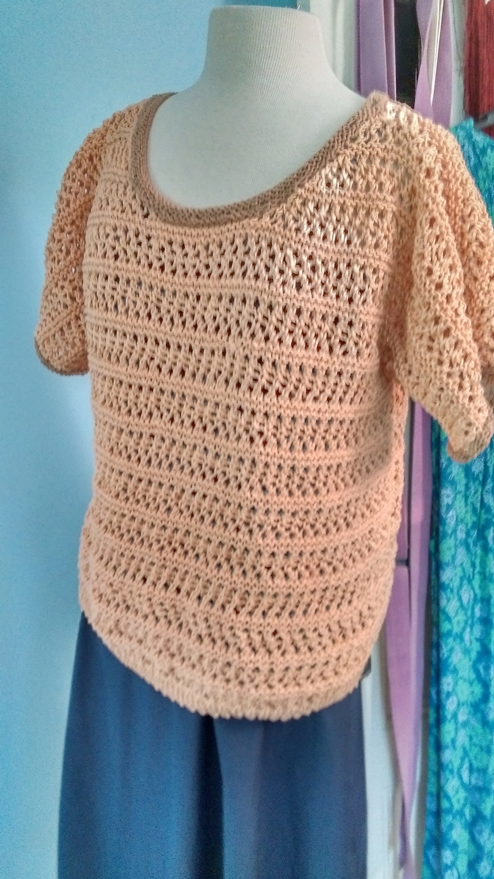 Hand Knit Designed by Autumnmind NEW Size L Jumper Shell Top Blouse ...