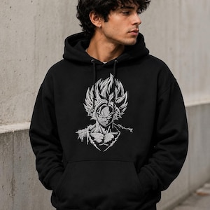 Borduurpatroon voor een Saiyan-krijger | Anime hoodie borduurpatroon | Digitale download | Manga streetwear artwork