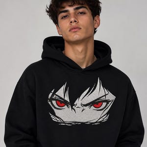 Anime Eyes Stitch File | Crimson Gaze Embroidery Pattern | Digital Download | Hoodie Jacket Patch Design