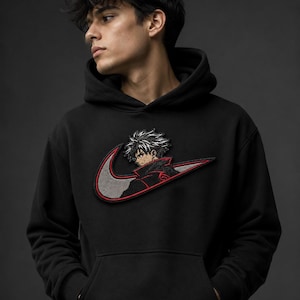 Plik haftu z motywem anime streetwear | Projekt naszywki z kapturem mangi | Cyfrowy wzór haftu | Natychmiastowe pobranie