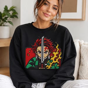 Warrior Embroidery Design | Flame Sword Fantasy Machine Embroidery File | Jacket Back Patch | Instant Download