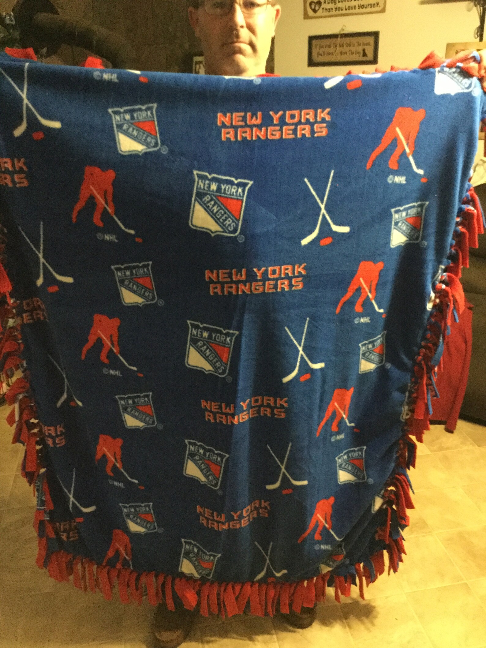 Large New York Rangers Fleece Blanket Etsy