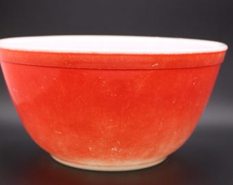 Bol para mezclar Pyrex vintage n.° 402 rojo, 1,5 cuartos de galón