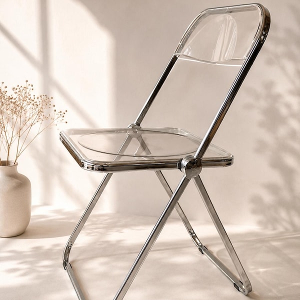 Vintage Plia Folding Chair by Giancarlo Piretti for Castelli | Chrome & Lucite Italian Design