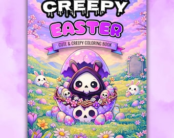 Libro da colorare di Pasqua inquietante / Coniglietto gotico pastello, disegni spettrali (download digitale)