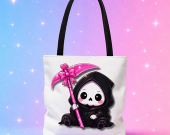 Borsa tote Kawaii Grim Reaper, borsa da spiaggia Pastel Goth, borsa tote estiva spettrale