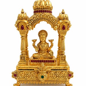 Goddess Lakshmi Mandap Kumkum Box | Hidden Soft Close Drawer Temple Dome Ruby – GV-RG-S-K-126
