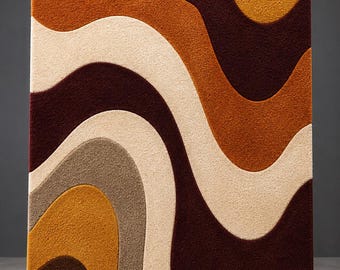 Hand Tufted Wool Area Rug, Modern Abstract Burgundy Mustard Ivory Carpet