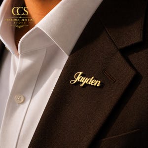 Personalized Name Brooch Pin, Custom Script Lapel Badge, Stainless Steel Unisex Accessory