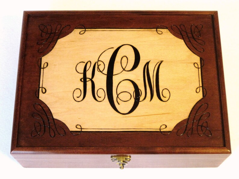 Custom Monogram Alternate Designs for Personalized Box, Tray, or Chest with Initials or Names image 9