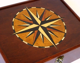 Compass Rose Keepsake Box, Jewelry Box, Graduation Gift, Valet Box, Executive Gift, Retirement Gift