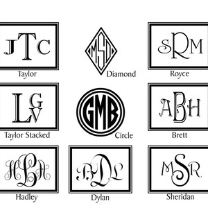 Custom Monogram Alternate Designs for Personalized Box, Tray, or Chest with Initials or Names image 1