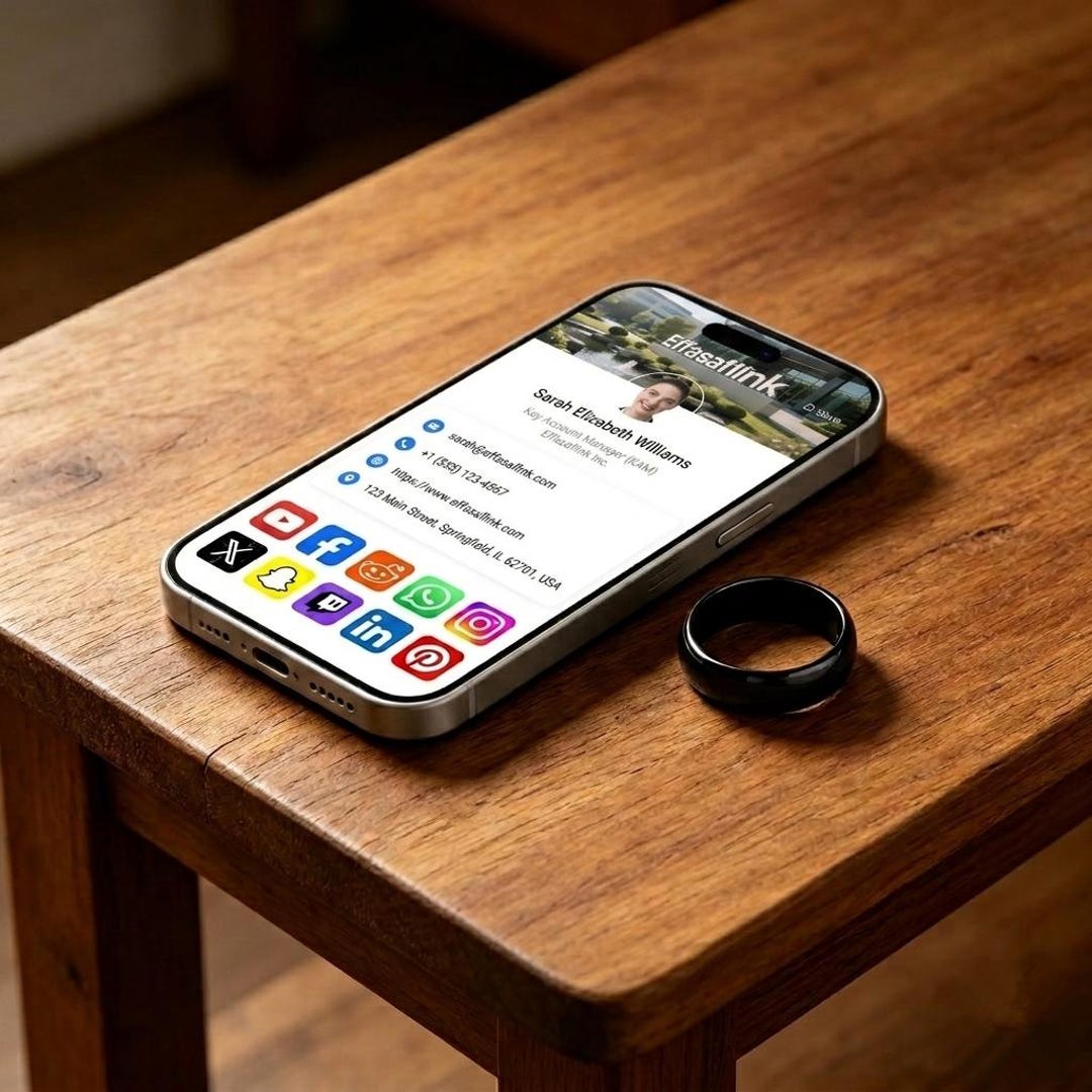 Custom NFC Ring Digital Business Card, Tap Social Links, Smart Profile ...