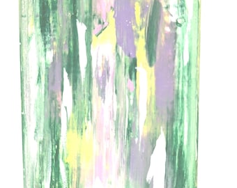 Original Abstract Painting 5x7 – Green Abstract Art, Small Colorful Canvas, Modern Textured Wall Decor