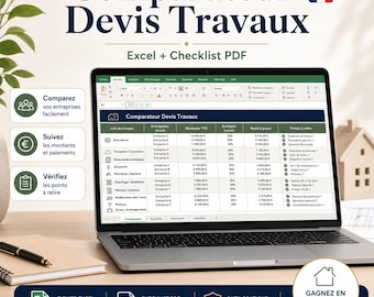 Strumento Excel per il confronto dei preventivi per lavori di ristrutturazione: budget di ristrutturazione e acconti all'impresa edile.