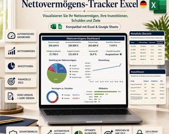 Nettovermögens-Tracker Excel personalizzato in tedesco