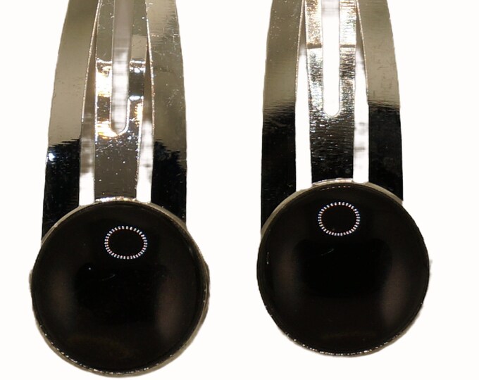 Black Stone Look, Set of Two Hair Clips, Snap Clips, Hair Snaps
