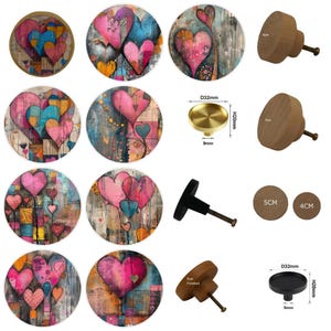 Cuori, Cuori d'amore, Stravaganti, Maniglie per mobili, Pomelli per cassetti per mobili, Pomelli rotondi in legno per cassetti, Maniglie per cassetti