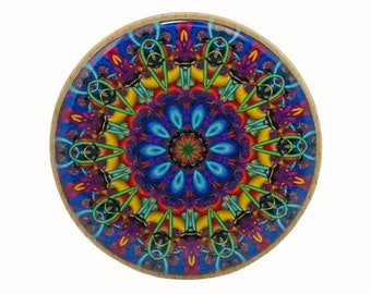 Wooden Beech Wall Hook, Coat Hook, Handcrafted Wall Hanger, Wall Art, Patterned, Mandala, Rainbow