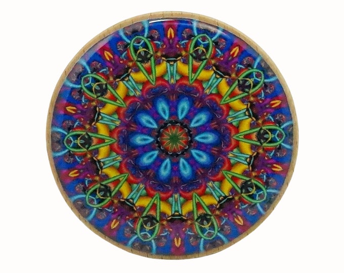 Wooden Beech Wall Hook, Coat Hook, Handcrafted Wall Hanger, Wall Art, Patterned, Mandala, Rainbow