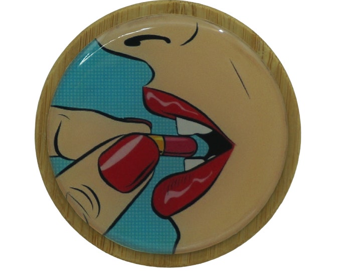 50ml Round Screw Top Bamboo Box, Wooden Box, Refillable Cosmetic Container, Jewellery Box, Keepsakes Box, Trinkets, Retro, Lips, Pills