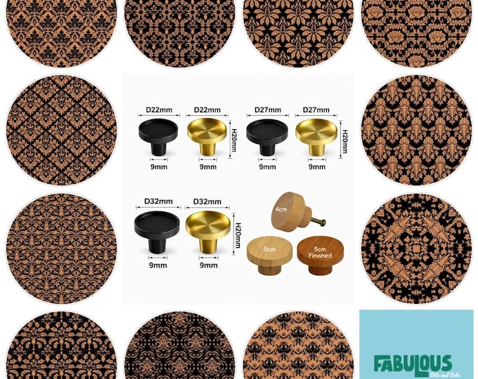 Vintage Ornamental, Black and Bronze/Copper, Cabinet Handles, Furniture Drawer Knobs, Round Wooden Drawer Knobs, Drawer Handles