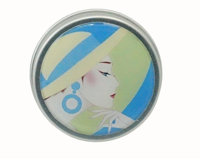 50ml Round Storage Tins Trinket  Pill Box Mint Box Lipstick Eye Shadow Storage Tin Art Deco Woman Blue Green Yellow