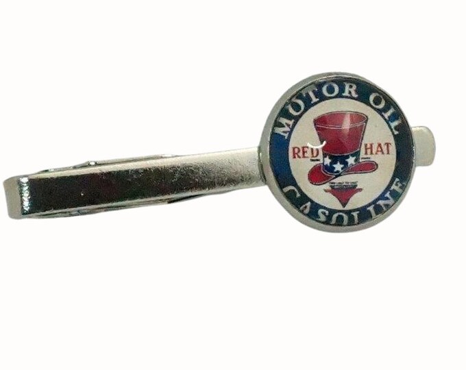 Tie Clip Tie Bar Accessories 1.8cm Glass Red Hat Motor Oil Gasoline