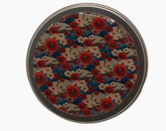 Japanese Blossom: 50ml Tin, Round Tin, Pill Box, Storage