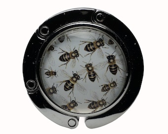 Bee, Bees, White, Black, Gold, Purse Holder, Purse Hook, Bag Holder, Table Top Bag Hanger