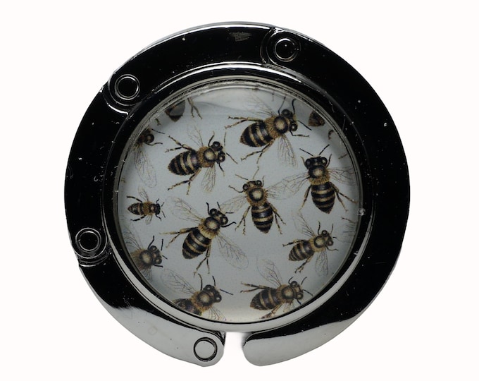 Bee, Bees, White, Black, Gold, Purse Holder, Purse Hook, Bag Holder, Table Top Bag Hanger