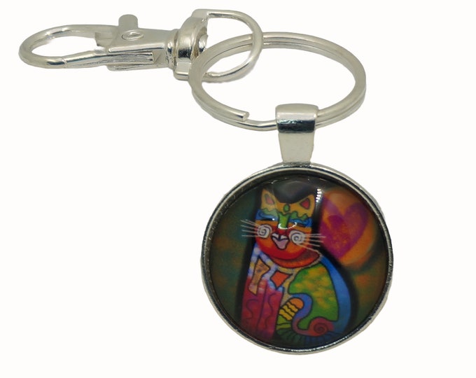 Cat, Funky Cat, Rainbow, Bag Charm, Keyring, Keyring Charm