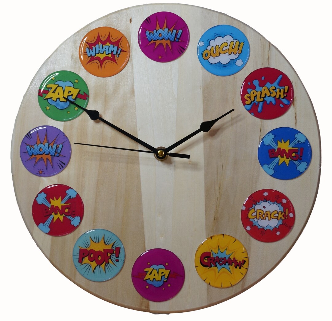 Noise Comics, Superhero Cartoons, Wooden Clock, Wall Art, Wall Clock ...