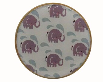 Wooden Beech Wall Hook, Coat Hook, Handcrafted Wall Hanger, Wall Art, Nursery Decor, Purple Elephants