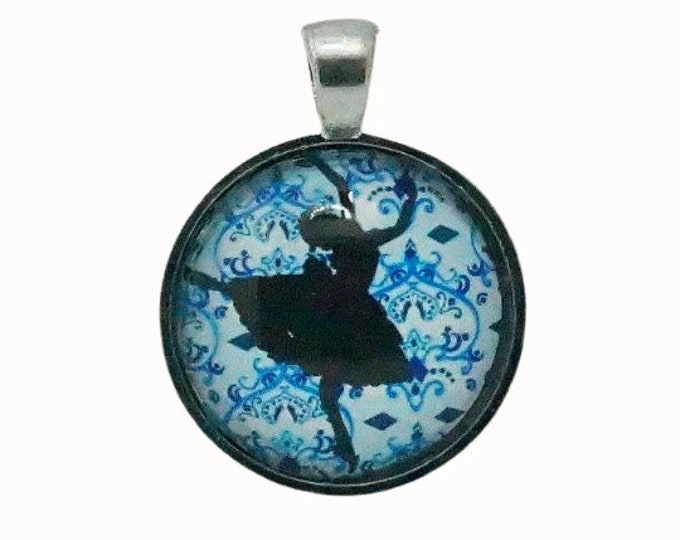 Ballet, Ballerina, Silver Plated, Round Pendant, 25mm, Photo Pendant