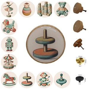 Holzspielzeug Schubladenknäufe, Kinderzimmer, Holzspielzeug, 5cm Schrankgriffe, Möbelknäufe, runde Holzknäufe
