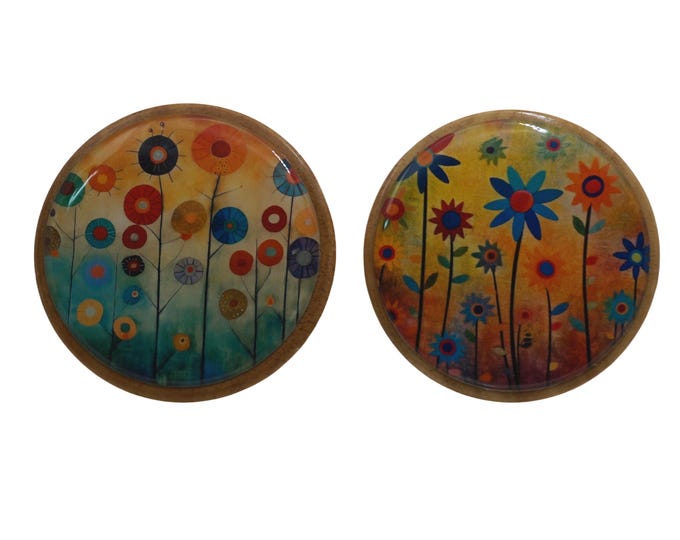 Floral, Flowers, Bright Flowers, Wall Hooks, Wooden Wall Hooks, Coat Hooks, Wall Art, Wall Decor