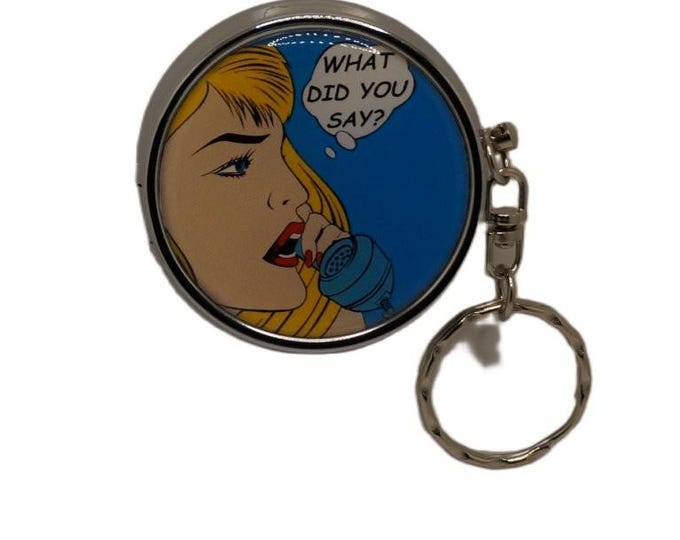 Portable Ashtray Pop Art, Stainless Steel Pocket Key Ring