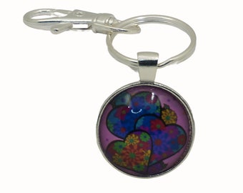 Cœurs, Cœurs d'amour, breloque pour sac, porte-clés, breloque pour porte-clés