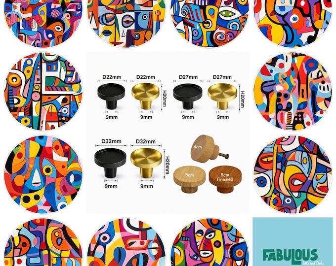 Funky Abstract Art Drawer Knobs, Cabinet Pulls (4cm) (5cm) (2cm) (2.5cm) (3cm)