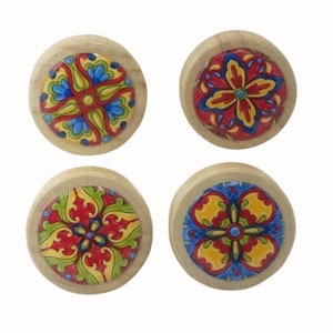 Talavera Mexicana, Puxadores de Armários, Puxadores de Gaveta de Móveis, Puxadores de Gaveta de Madeira Redonda, Puxadores de Gaveta
