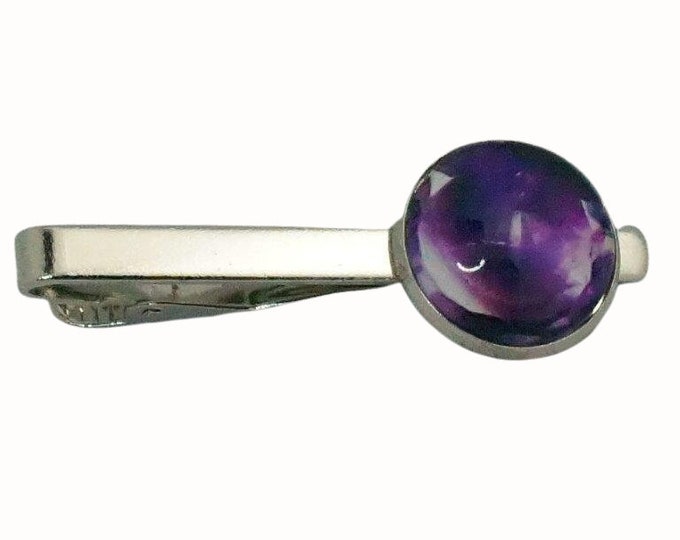 Tie Clip Tie Bar Accessories 1.8cm Glass Marbled Look Purple White