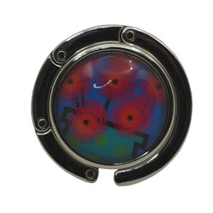 Floral, Flowers, Pink, Green, Blue, Purse Holder, Purse Hook, Bag Holder, Table Top Bag Hanger
