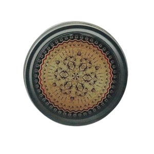 Round Storage Tin Trinket Box Gift Tin Keepsake Box Gift Box Jewellery Box Bits and Bobs Tin Mandala in Cream and Black